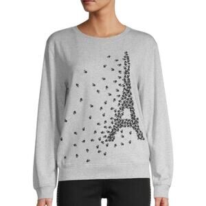 Karl Lagerfeld Eiffel Tower Graphic Women's Sweatshirt Gray Black, size L